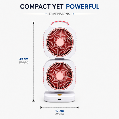 Portable Dual Head Usb Rechargeable Table Fan (1 Pc)