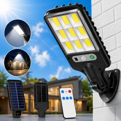 High-Power Solar LED Street Light with Motion Sensor & Remote Control – Waterproof Outdoor Security Wall Light (1 Set)