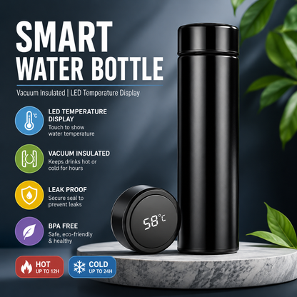 Smart Vacuum Insulated Water Bottle with LED Temperature Display – Stainless Steel Hot & Cold Flask for Travel, Office, Gym & Outdoor Use