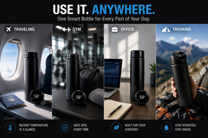 Smart Vacuum Insulated Water Bottle with LED Temperature Display – Stainless Steel Hot & Cold Flask for Travel, Office, Gym & Outdoor Use