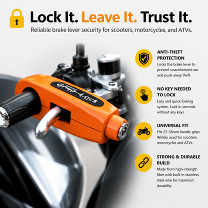 Heavy Duty Motorcycle Brake Lever Lock – Anti-Theft Handlebar Security Lock for Scooters, Motorcycles & ATVs