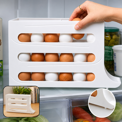 Space Saving Egg Storage Organizer Tray for Refrigerator – Large Capacity Rolling Egg Holder, Easy Access Fridge Egg Rack (1 Pc)