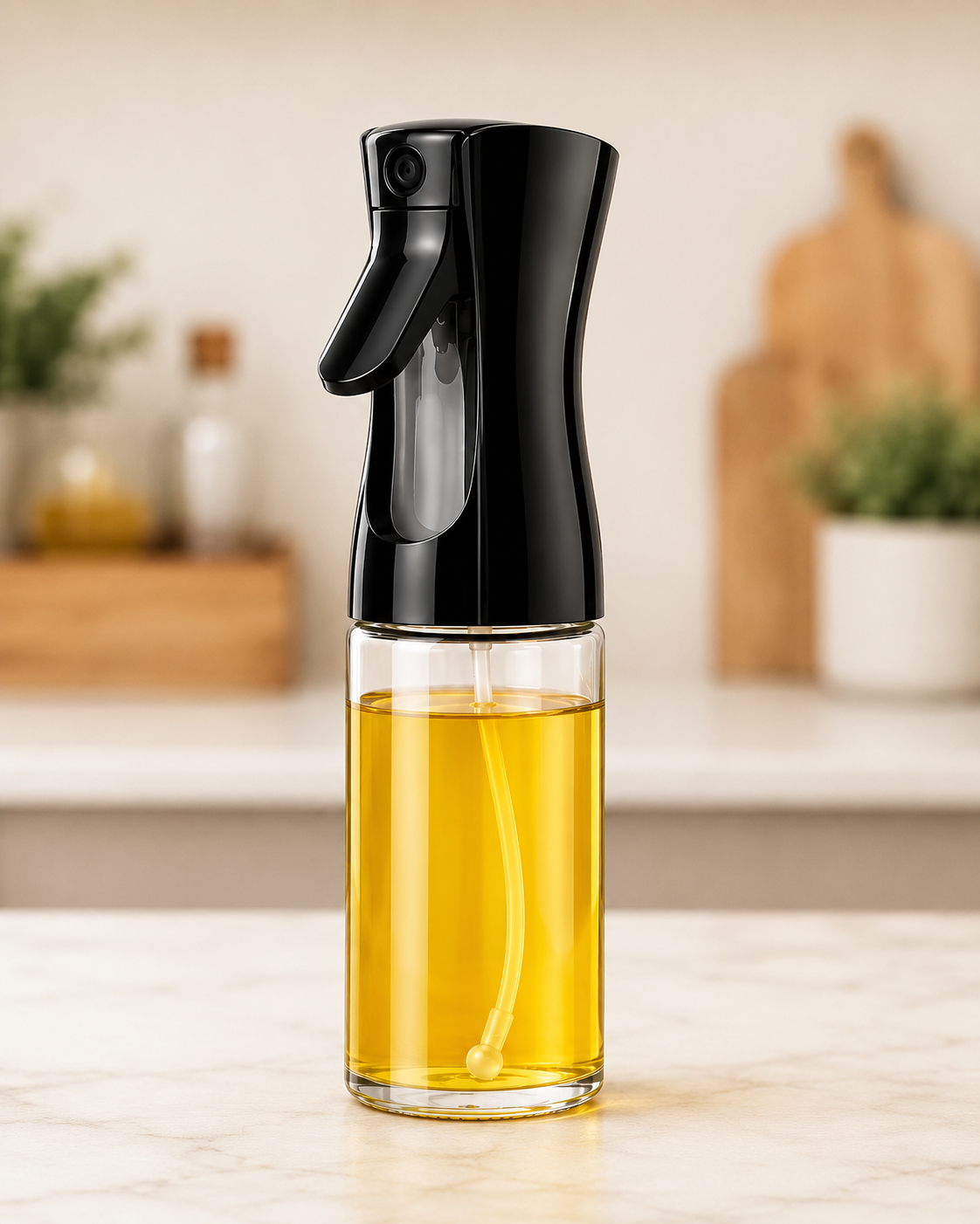 Premium Glass Oil Spray & Dispenser Bottle – Fine Mist Sprayer for Cooking Oil, Vinegar & Water, Refillable 300ml (1 Pc)