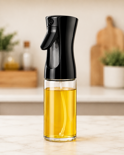 Premium Glass Oil Spray & Dispenser Bottle – Fine Mist Sprayer for Cooking Oil, Vinegar & Water, Refillable 300ml (1 Pc)