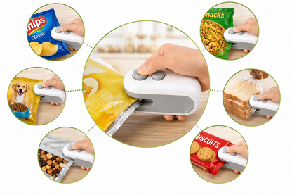 Mini Bag Sealer 2-in-1 Heat Sealer & Cutter – USB Rechargeable Portable Food Bag Sealing Machine for Snacks, Chips & Storage Bags