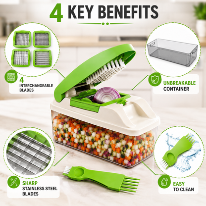 Multipurpose Vegetable & Fruit Chopper with 4 Interchangeable Blades