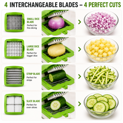 Multipurpose Vegetable & Fruit Chopper with 4 Interchangeable Blades