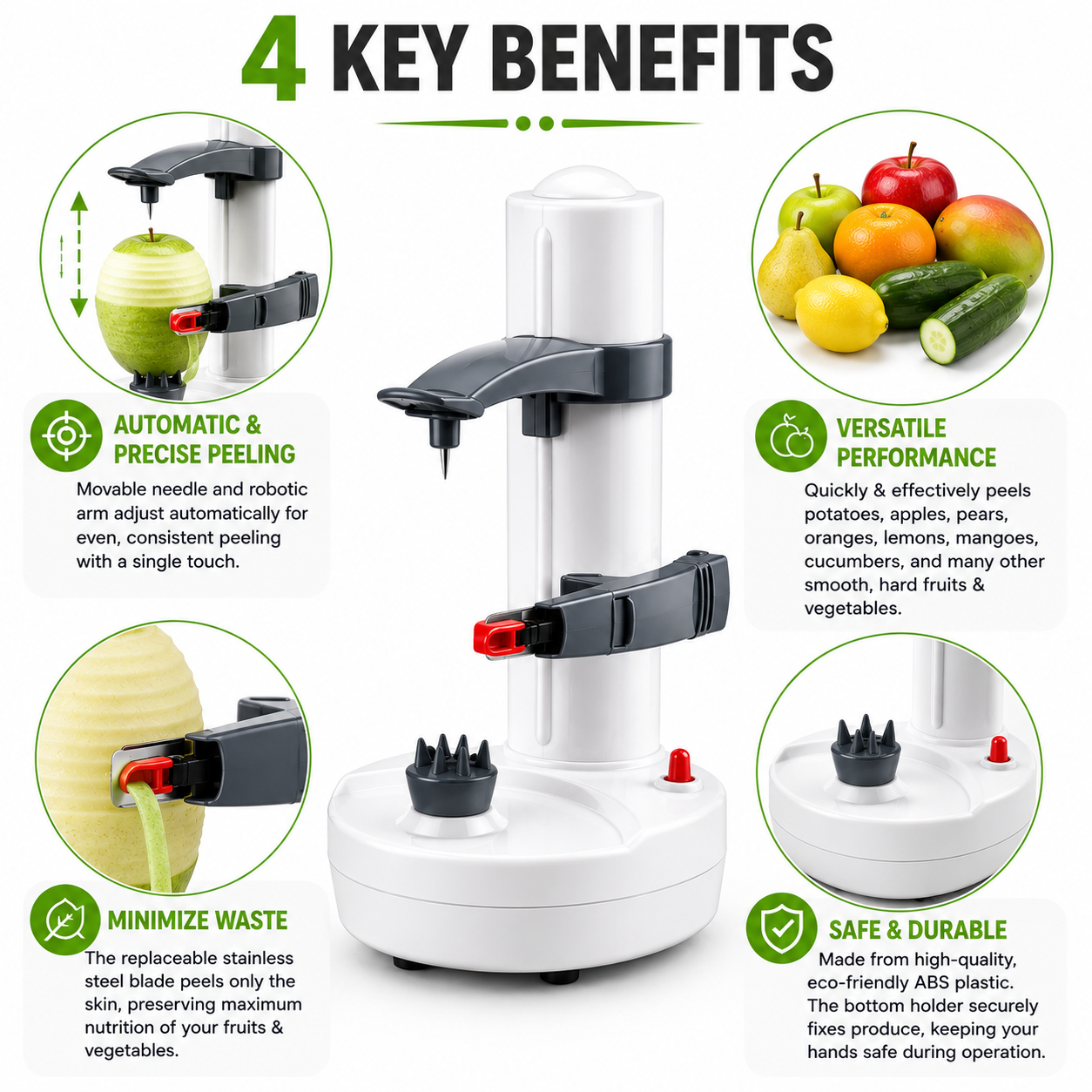 Automatic Electric Vegetable & Fruit Peeler – Fast & Easy Peeling Machine