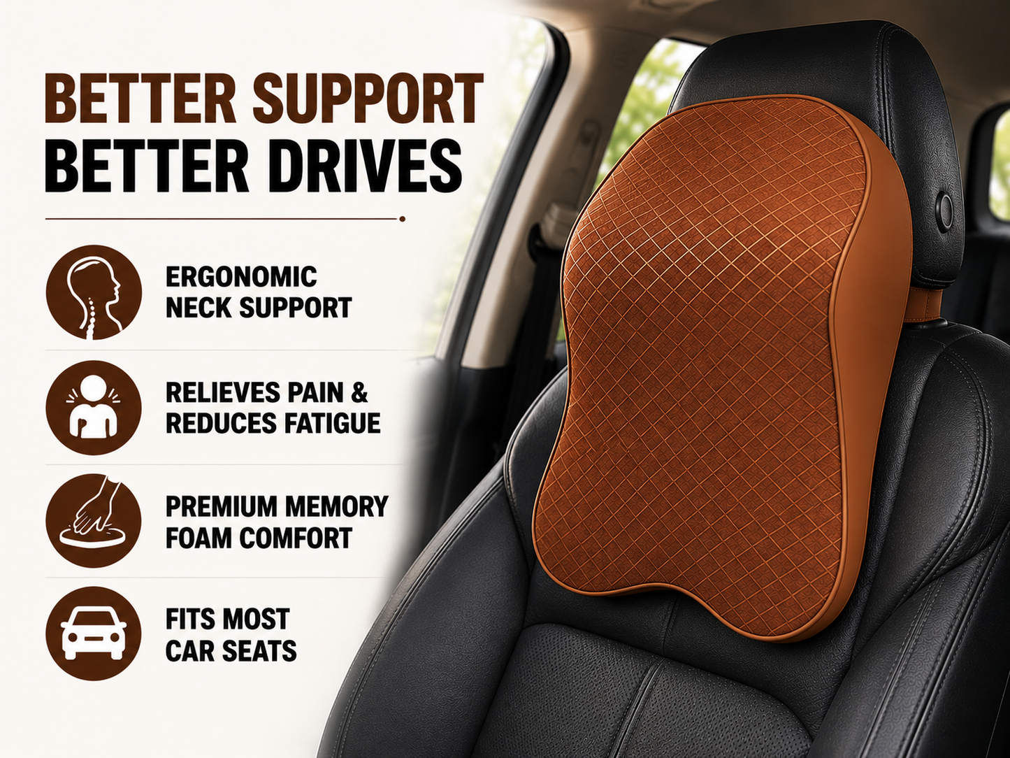 Car Neck Pillow – Ergonomic Headrest Cushion for Neck Support & Comfortable Driving (1