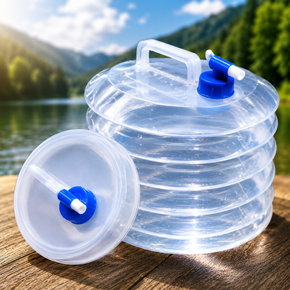 5L Foldable Water Container with Tap – Portable Collapsible Water Storage Can for Camping, Travel & Emergency Use