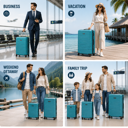 4-in-1 Travel Luggage Set – Durable Hard Shell Suitcases with 360° Spinner Wheels (4 Pieces)