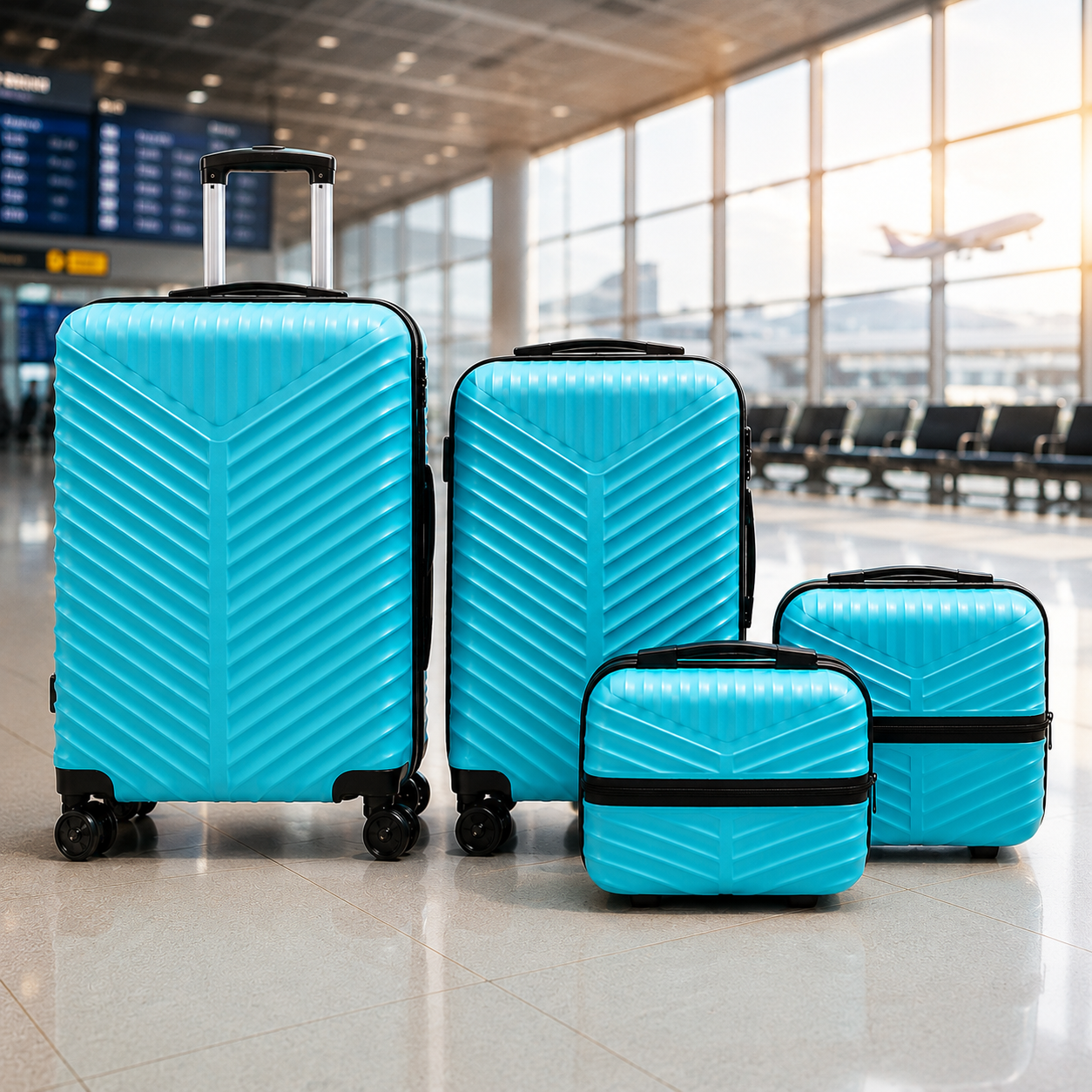 4-in-1 Travel Luggage Set – Durable Hard Shell Suitcases with 360° Spinner Wheels (4 Pieces)