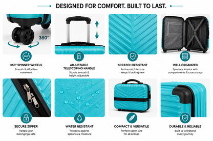 4-in-1 Travel Luggage Set – Durable Hard Shell Suitcases with 360° Spinner Wheels (4 Pieces)