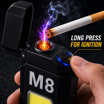 USB Rechargeable LED Torch Lighter with Electric Ignition – Portable Emergency Outdoor Survival Tool