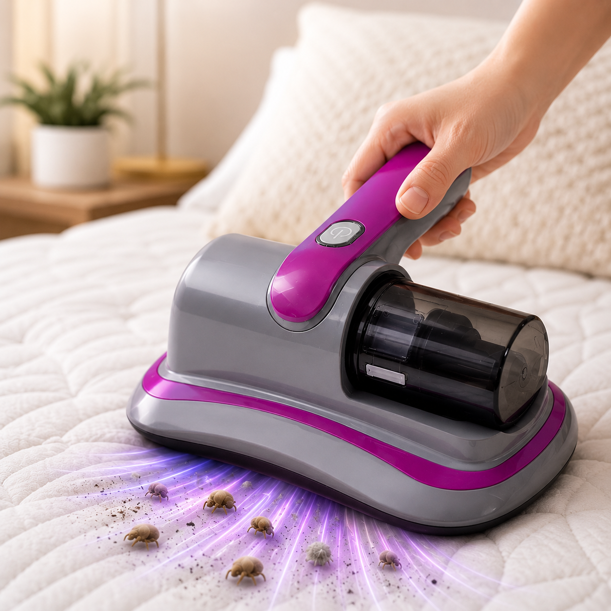Portable Handheld Mattress Vacuum Cleaner – Cordless Anti Dust & Mite Cleaner for Bed, Sofa, Carpet & Car Seats (1 Pc)