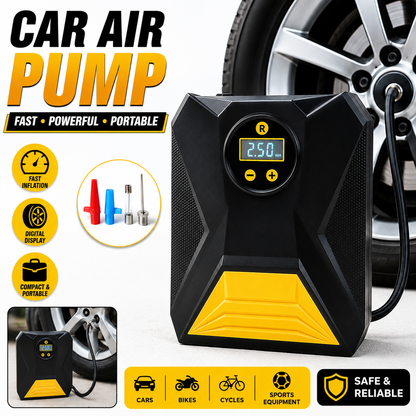 Mini Digital Portable Car Tyre Air Compressor with LCD Display & Auto Cut-Off – 12V Air Pump for Cars, Bikes, Balls & Inflatables