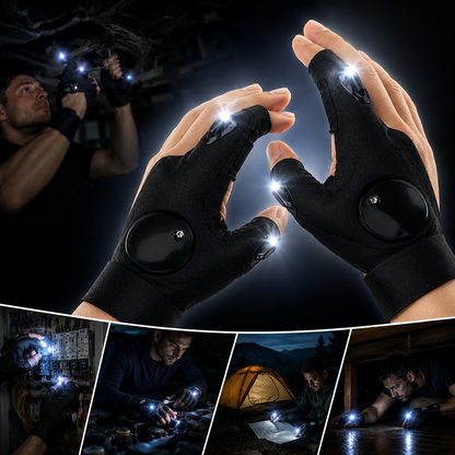 LED Flashlight Gloves | Hands-Free Finger Light Gloves for Repair, Camping & Outdoor Use