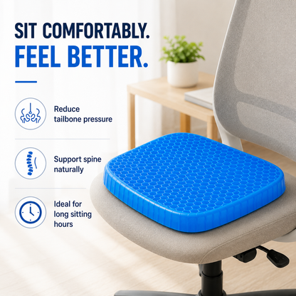 Gel Orthopedic Seat Cushion Pad | Honeycomb Flex Cushion for Office, Car & Wheelchair