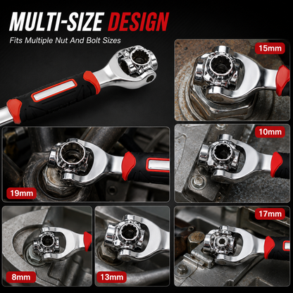 Multi-Function Universal Wrench | 360° Rotating Multi-Size Tool