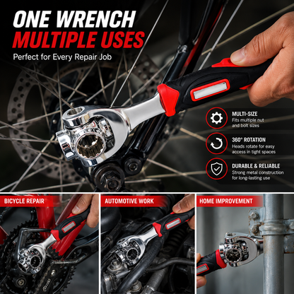 Multi-Function Universal Wrench | 360° Rotating Multi-Size Tool