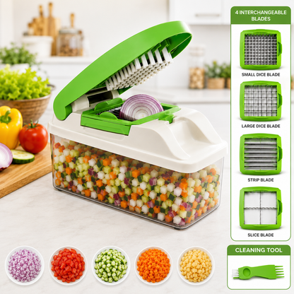 Multipurpose Vegetable & Fruit Chopper with 4 Interchangeable Blades